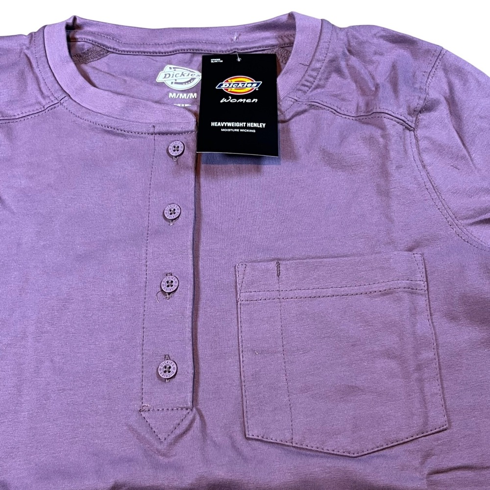 Dickies‎ Womens Heavyweight Henley Long Sleeve Shirt Purple FL460GRD Size M NWT